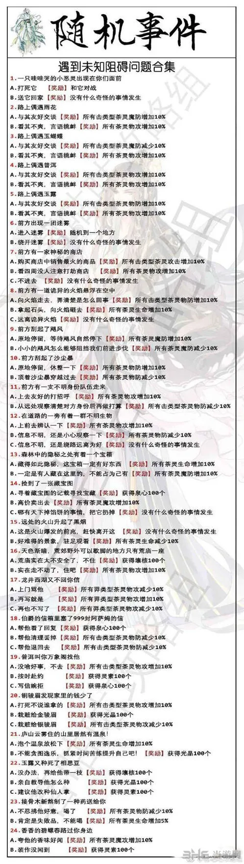 茗心录战斗随机事件答案指南分享