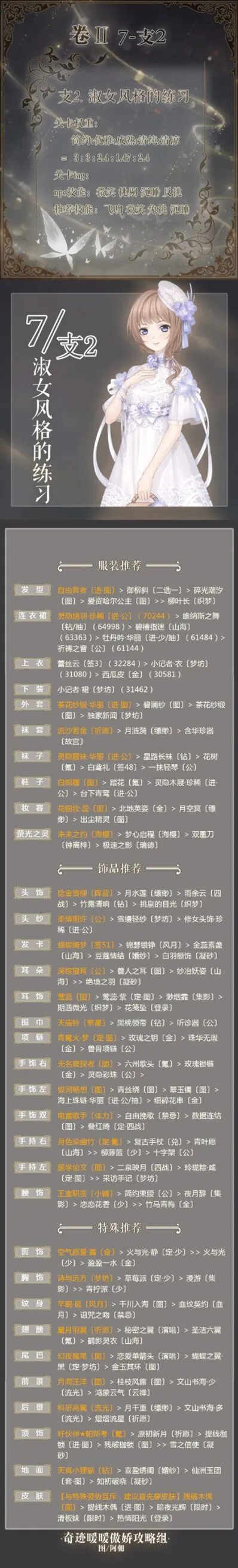 奇迹暖暖第二卷7-支线2淑女风格的练习S级完美通关指南