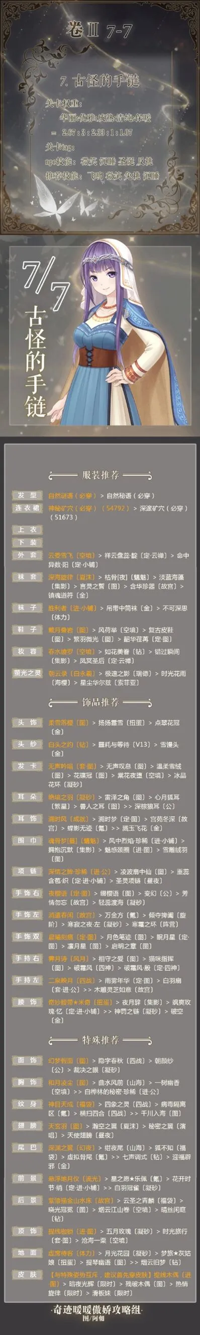 《奇迹暖暖》古怪的手链完美S通关指南