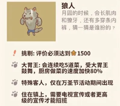 动物餐厅万圣节狼人 到访需求介绍