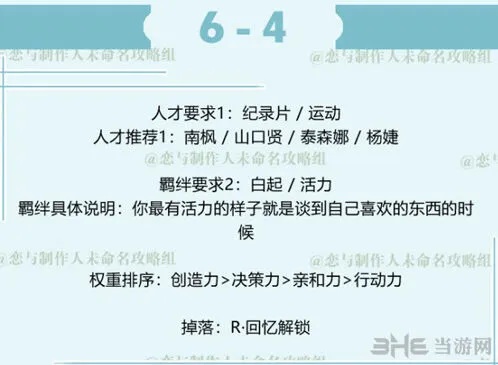 恋与制作人白起副本6-4攻略详解