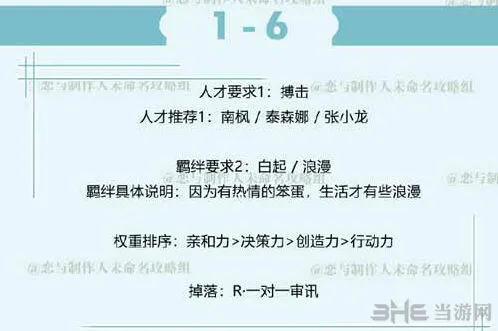 恋与制作人白起拍摄副本1-6通关技巧