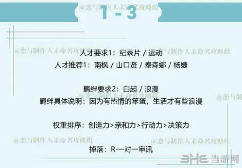 恋与制作人白起拍摄副本1-3完整指南