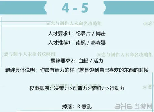 恋与制作人第四章4-5新手攻略