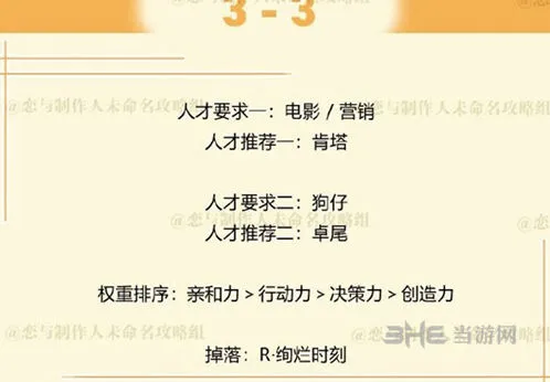 恋与制作人周棋洛拍摄副本3-3三星通关详细攻略