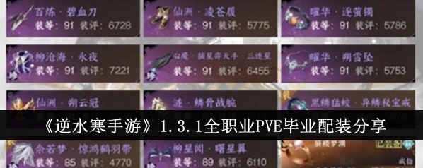 逆水寒全职业PVE装备攻略