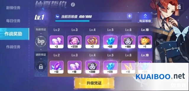 崩坏3作战凭证奖励与升级方法