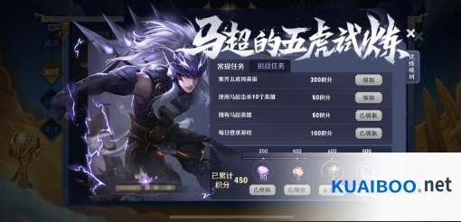 王者荣耀马超五虎试炼活动奖励内容