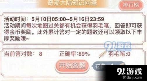 奇迹暖暖5月10日-5月16日知识问答答案攻略