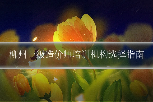 柳州一级造价师培训机构选择指南