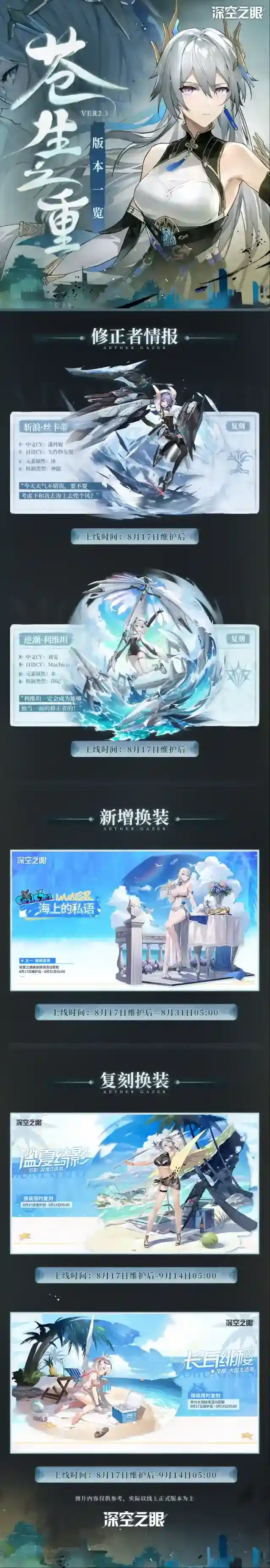 深空之眼 2.3版本「苍生之重」版本一览